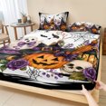 thumbnail image 1 of Twin Sze Fitted Sheet Set - Halloween 2 Piece Bedding Sets 16" Deep Pocket Fitted Sheet with 1 Pillowcase, Fall Pumpkins Ghost Bats Witch Hat Plants Rustic Brushed Microfiber Hotel Luxury Bed Sheets, 1 of 9