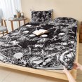 thumbnail image 1 of Twin Sze Fitted Sheet Set - Happy Halloween 2 Piece Bedding Sets 16" Deep Pocket Fitted Sheet with 1 Pillowcase, Fall Spooky Skeleton Retro Black Brushed Microfiber Hotel Luxury Bed Sheets, 1 of 9