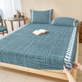 thumbnail image 1 of Twin Sze Fitted Sheet Set - Modern Minimlist 2 Piece Bedding Sets 16" Deep Pocket Fitted Sheet with 1 Pillowcase, Country Simple Vertical Leaf Pattern Blue Brushed Microfiber Hotel Luxury Bed Sheets, 1 of 9
