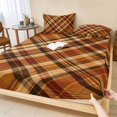 thumbnail image 1 of Twin Sze Fitted Sheet Set - Orange Buffalo Plaid 2 Piece Bedding Sets 16" Deep Pocket Fitted Sheet with 1 Pillowcase, Fall Thanksgiving Checkered Brushed Microfiber Hotel Luxury Bed Sheets, 1 of 9