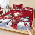 thumbnail image 1 of Twin Sze Fitted Sheet Set - Red Christmas 2 Piece Bedding Sets 16" Deep Pocket Fitted Sheet with 1 Pillowcase, Winter Snowman Xmas Tree Snowflake Brushed Microfiber Hotel Luxury Bed Sheets, 1 of 9