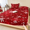 thumbnail image 1 of Twin Sze Fitted Sheet Set - Red Snowflake Christmas 2 Piece Bedding Sets 16" Deep Pocket Fitted Sheet with 1 Pillowcase, Xmas Snowflake Modern Art Winter Brushed Microfiber Hotel Luxury Bed Sheets, 1 of 9