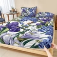 thumbnail image 1 of Twin Sze Fitted Sheet Set - Spring Flowers 2 Piece Bedding Sets 16" Deep Pocket Fitted Sheet with 1 Pillowcase, Purple Hydrangea Orchid Floral Country Brushed Microfiber Hotel Luxury Bed Sheets, 1 of 9