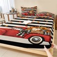 thumbnail image 1 of Twin Sze Fitted Sheet Set - Thanksgiving Truck 2 Piece Bedding Sets 16" Deep Pocket Fitted Sheet with 1 Pillowcase, Fall Maple Leaves Pumpkins Floral Striped Brushed Microfiber Hotel Bed Sheets, 1 of 9