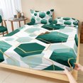 thumbnail image 1 of Twin Sze Fitted Sheet Set - Turquoise Marble 2 Piece Bedding Sets 16" Deep Pocket Fitted Sheet with 1 Pillowcase, Gold White Geometric Hexagon Modern Brushed Microfiber Hotel Luxury Bed Sheets, 1 of 9