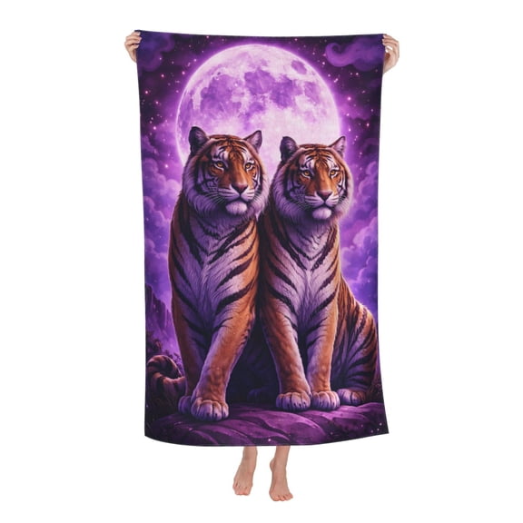 Twin Tigers Moonlight Bath Towel Soft and Highly Absorbent for Adults