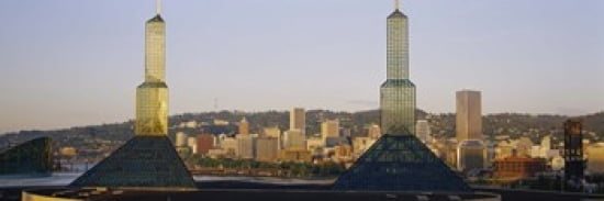 Twin Towers of a Convention Center Portland Oregon USA Canvas Art - Panoramic Images (36 x 12)