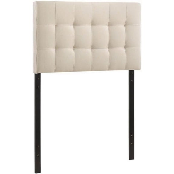 Twin Tufted Panel Headboard, Polyester Fabric Ivory Finish, 52.5" H x 39" W x 3.5" D, Button-Tufted Elegant Design, Upholstered Fiberboard and Plywood Frame for Modern Bedroom Decor