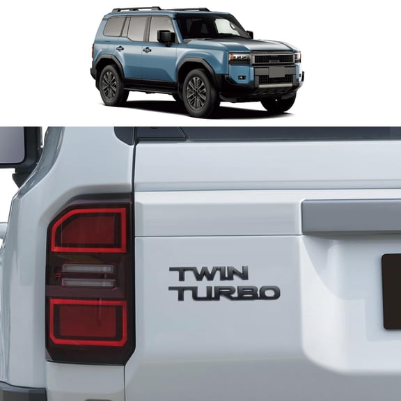 Twin-Turbo Supercharged Logo for 2024 2025 2026 Toyota Land Cruiser 250 1958 Prado Lc250 Car Rear Decoration Logo 3D Performance Badge External Modification 2025 Land Cruiser Accessories (Black) VT4