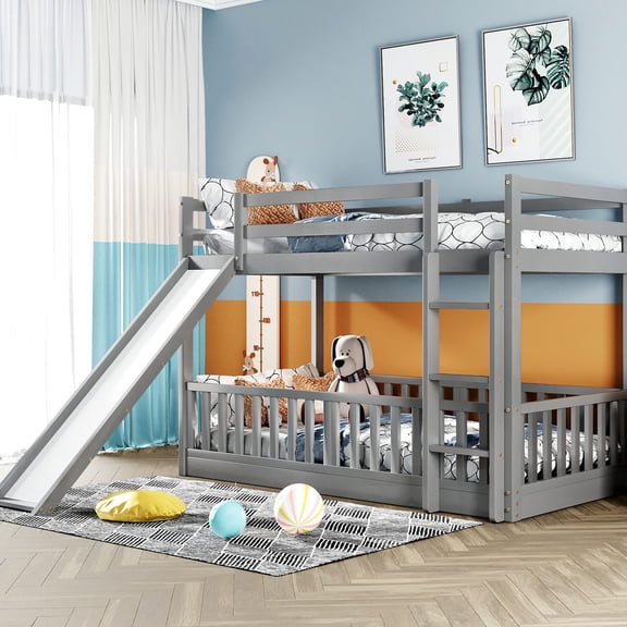 Twin Over Twin Bunk Bed with Slide and Ladder | For Homes Needing Extra Sleeping Space, Slide Can Be Placed Either Side | Adds Entertainment, Has Solid Construction