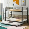 thumbnail image 1 of Twin Over Twin Bunk Bed with Trundle, Metal Twin Bed with Safety Guard Rail and Ladders, Space-Saving Bedroom Bunk Bed for Teens and Adults, Easy Assembly, K3285, 1 of 9