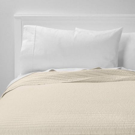 Twin/Twin Extra Long Garment Washed Microfiber Quilt Cream - Room Essentials