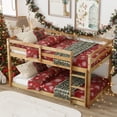 thumbnail image 1 of Twin Over Twin Kids Bunk Bed, UHOMEPRO Solid Wood Floor Bunk Bed for Kids Bedroom, High Safety Rail, Ladder, Heavy Duty Space-Saving Bunk Beds, Natural, 1 of 12