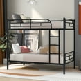 thumbnail image 1 of Harper & Bright Designs Twin Over Twin Metal Bunk Bed, Double Metal Bunk Bed Can be Divided into 2 Beds, Twin Bunk Bed Frame with Ladder Safety Rails for Dormitory Bedroom, Black, 1 of 10