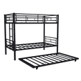 thumbnail image 1 of Twin over Twin Metal Bunk Bed with Trundle, Heavy-Duty Convertible Design, Noise-Reduced Safety Guardrails & Non-Slip Ladder, No Box Spring Needed, Black, 1 of 6