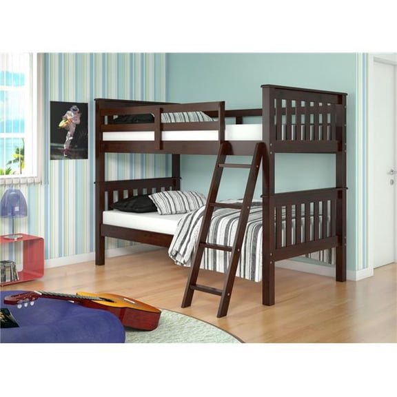 Twin/Twin Mission Bunk Bed W/Dual Under Bed Drawers Dark Cappuccino