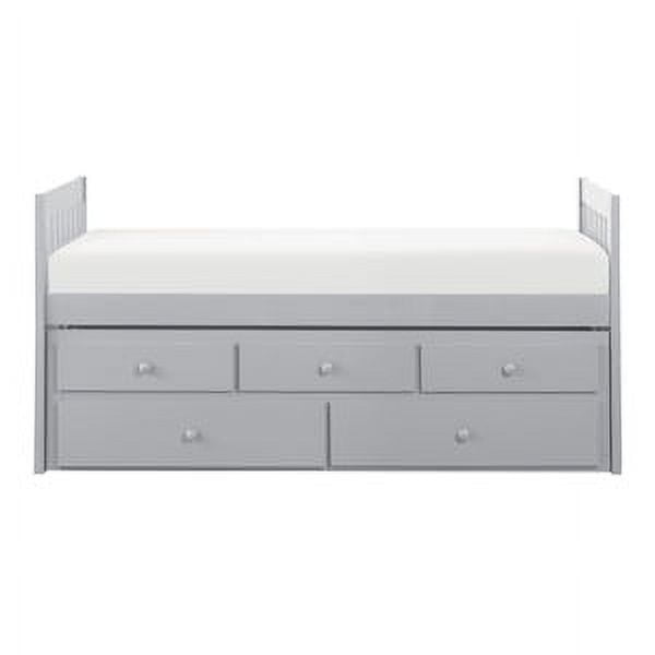 Gray Twin Captain's Bed with Storage Drawers