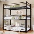 thumbnail image 1 of Twin Over Twin Over Twin Triple Bunk Bed Frame, Heavy Duty Detachable Bunk Beds for 3, Metal 3 Bunk Beds with 2 Ladder & Guardrail for Teens Adults (Black), 1 of 10