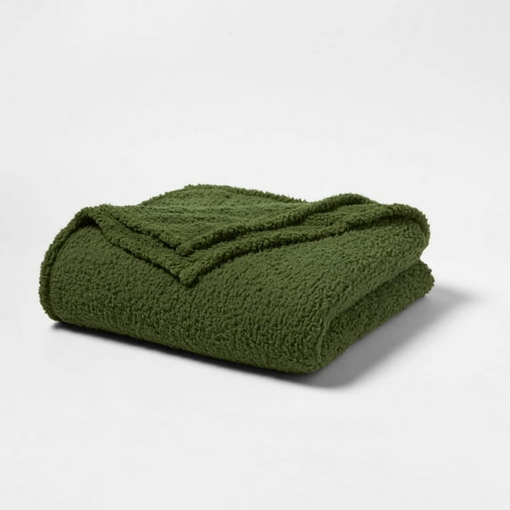 Twin/Twin XL Faux Shearling Bed Blanket Green
