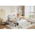 thumbnail image 1 of Twin/Twin XL/Full/Queen Size Bed Frame with Storage Headboard, Girls Bed Frame with 2 Drawers, Boucle Upholstered Platform Bed with Bookcase, No Box Spring Needed, Easy Assembly, 1 of 6