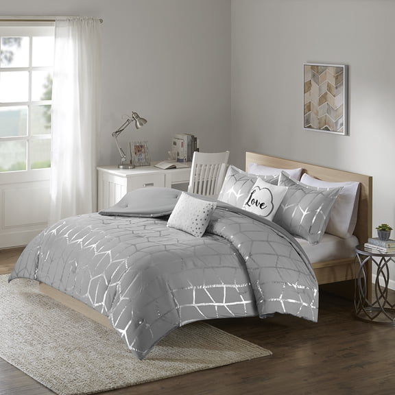 Twin/Twin XL Metallic Printed Comforter Set