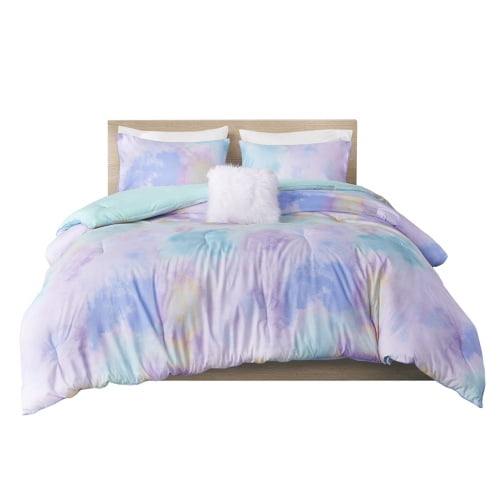 Aqua Watercolor Tie Dye Twin Microfiber Comforter Set
