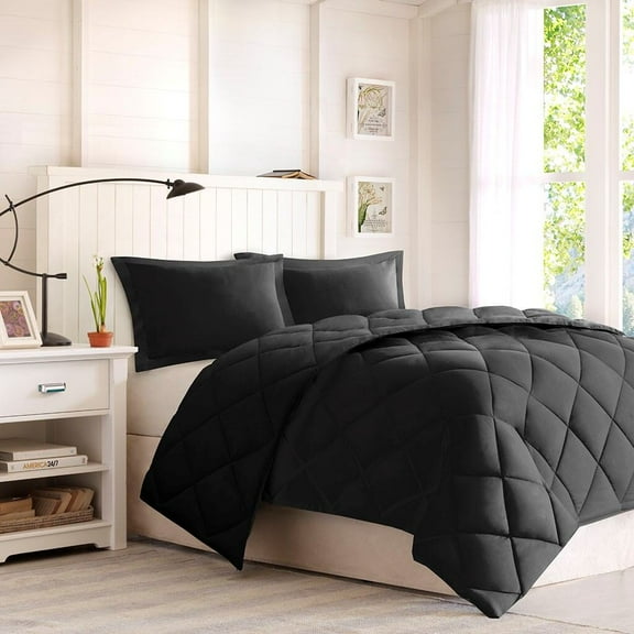Twin/Twin Xl Black Diamond Quilt Comforter Set - 3M Scotchgard Stain Resistant Down Alternative (66"X90")