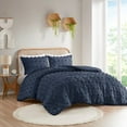 thumbnail image 1 of 68"X90" Navy Jacquard Comforter Set - Twin/Twin Xl Clip Pompom Design with Microfiber Back, 1 of 10
