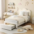 thumbnail image 1 of Twin Upholstered Bed Frame with Adjustable Headboard & Smart LED, Velvet Princess Platform Bed Frame, Wooden Slats Support, No Box Spring Needed, Easy Assembly, 1 of 7