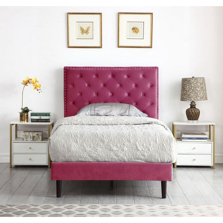 Twin Upholstered Platform Bed Frame with 48