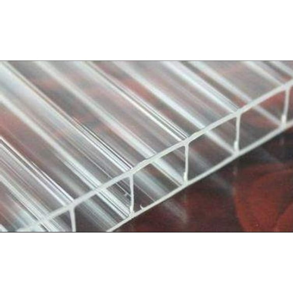 Twin Wall 8mm Polycarbonate Panel, Clear, Strong Impact and Shatterproof, All-Weather Outdoor Greenhouse Covering - 1 Pack - 2' (W) X 4' (L)