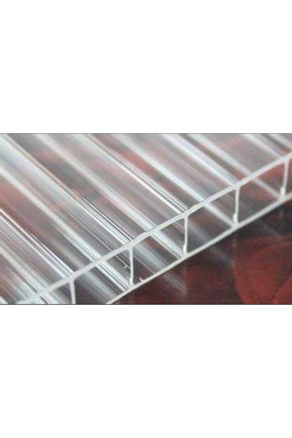 Twin Wall 8mm Polycarbonate Panel, Clear, Strong Impact and Shatterproof, All-Weather Outdoor Greenhouse Covering - 1 Pack - 2' (W) X 4' (L)