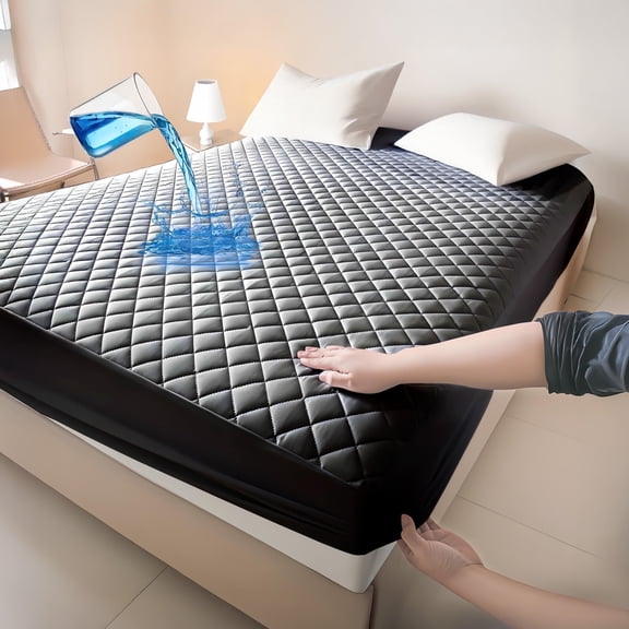 Twin Waterproof Mattress Protector, Breathable Soft Mattress Pad Cover for Bed, Black