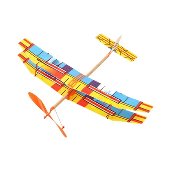 Twin Wing Rubber Band Powered Airplane Foam Glider Science Craft Toy Outdoor Flying Model For Kids Educational Activity