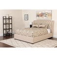 thumbnail image 1 of Twin Wingback Tufted Platform Bed/Mattress in Beige Fabric, 1 of 1