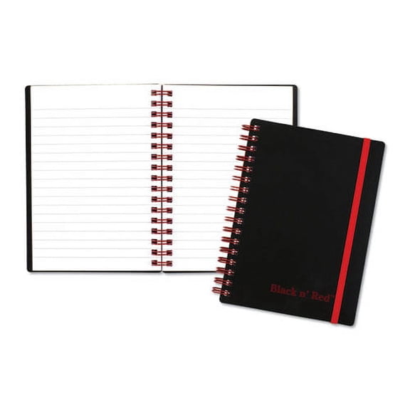 Twin Wire Poly Cover Notebook, 1 Subject, Wide/legal Rule, Black Cover, 5.88 X 4.13, 70 Sheets | Bundle of 2 Each