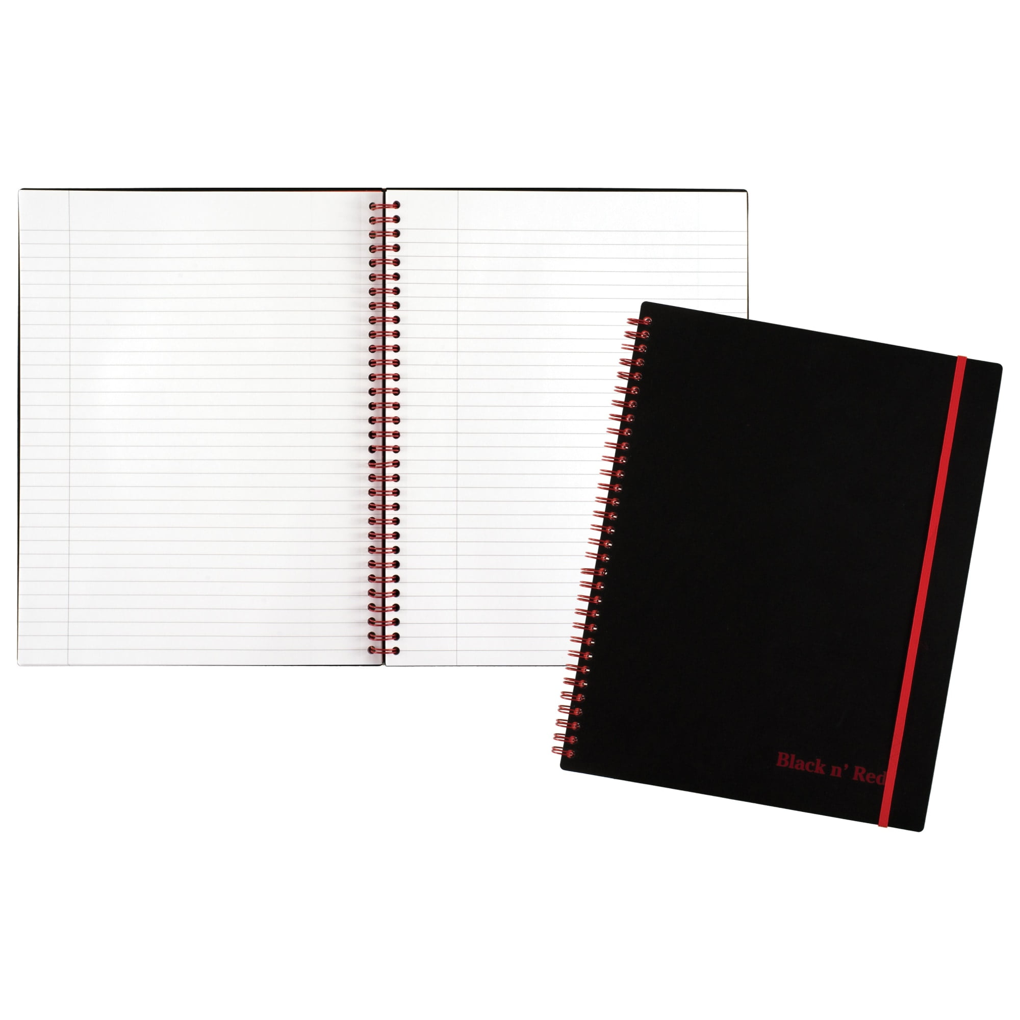 MEAD Twin Wire Poly Cover Notebook Wide/Legal Rule, Black Cover, 11 x 8.5, 70 Sheets