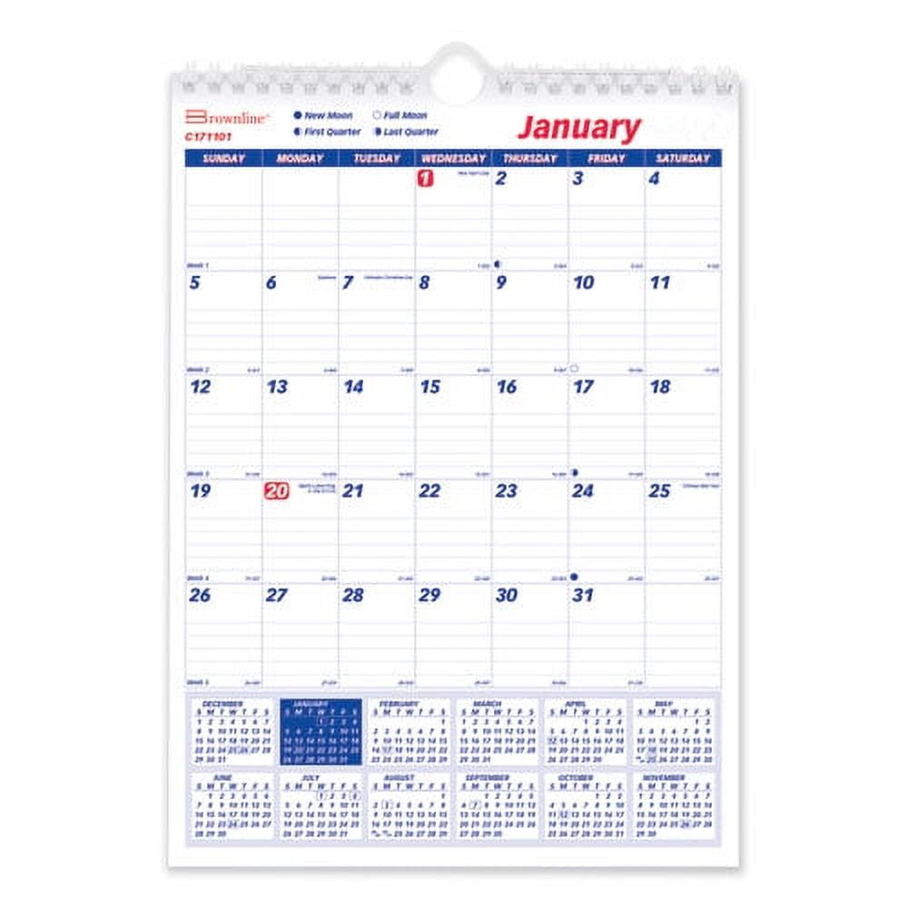 Twin-Wirebound Wall Calendar, One Month per Page, 8 x 11, White Sheets ...