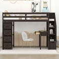 thumbnail image 1 of Twin Wood Loft Bed with Stairs and Wardrobe, Loft Bed with Storage Shelves and Drawer, Loft Twin Bed with Desk, Maximized space for Teenagers, Multiple Functions Bed(Espresso), 1 of 8