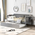 thumbnail image 1 of Twin Wooden Daybed with Trundle, Sofa Bed for Bedroom Living Room, Wood Daybed with a Trundle, Trundle Daybed Twin Size, Standard Twin Bed Frame, 1 of 7