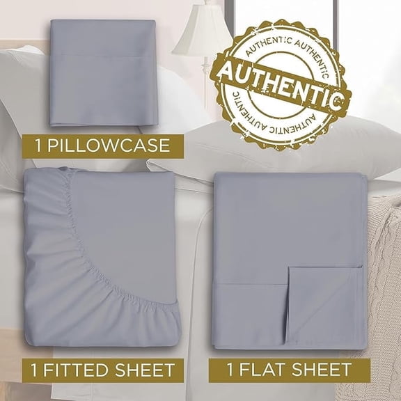 Twin XL 100% Microfiber Double Brushed Sheet Set - Extra-Soft & Wrinkle-Free - 15" Deep Pockets, 39" x 80" - Ideal for Dorms, Hospitals & Split King Beds - 3 PC Set (Twin XL, Medium Gray)