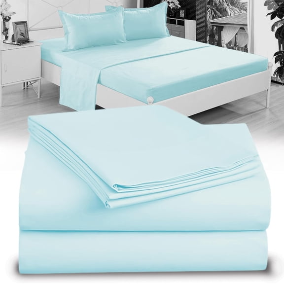 Twin XL 100% Microfiber Double Brushed Sheet Set - Extra-Soft & Wrinkle-Free - 15" Deep Pockets, 39" x 80" - Ideal for Dorms, Hospitals & Split King Beds - 3 PC Set (Twin XL, Mint Blue)
