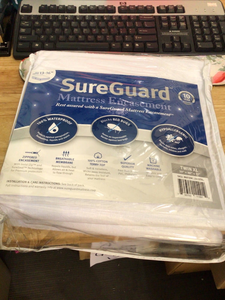 Queen (13-16 in. Deep) SureGuard Mattress Encasement - 100% Waterproof, Bed  Bug Proof, Hypoallergenic - Premium Zippered Six-Sided Cover