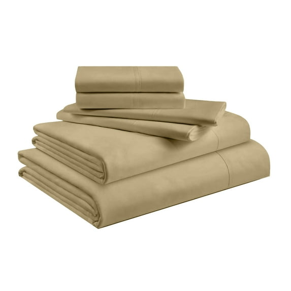 PRATYUX Twin XL 6-PC Sheet Set 700-TC 100% Egyptian Cotton, 12" Deep Pockets - Taupe