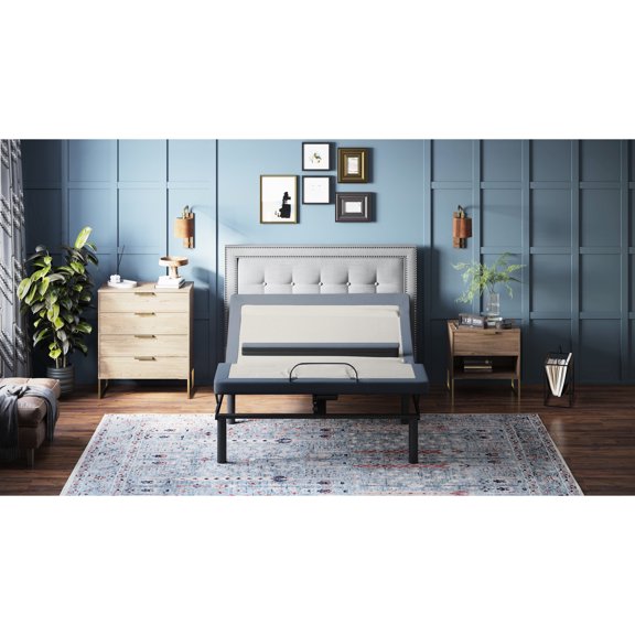 Twin XL Adjustable Bed Base with Lumbar Adjustment 1 Preset Anti-Snore Position Under Bed Lighting for Better Sleep