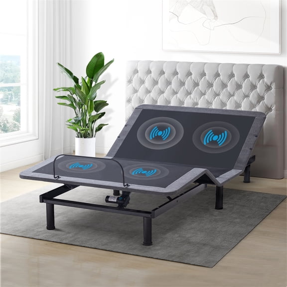 Twin XL Adjustable Bed Base with Massage, Electric Bed Frame Dual Head & Foot Lift, Wireless Remote, Zero Gravity, Anti-Snore, LED Light, USB Ports