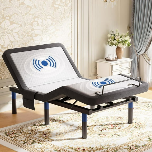 Twin XL Adjustable Bed Frame Base with Massage, Zero Gravity Ergonomic Electric Bed with Ultra-Quiet Motor, 2 USB Ports, Under-Bed Light, Wireless Remote, Fast Assembly, 3 Height Option