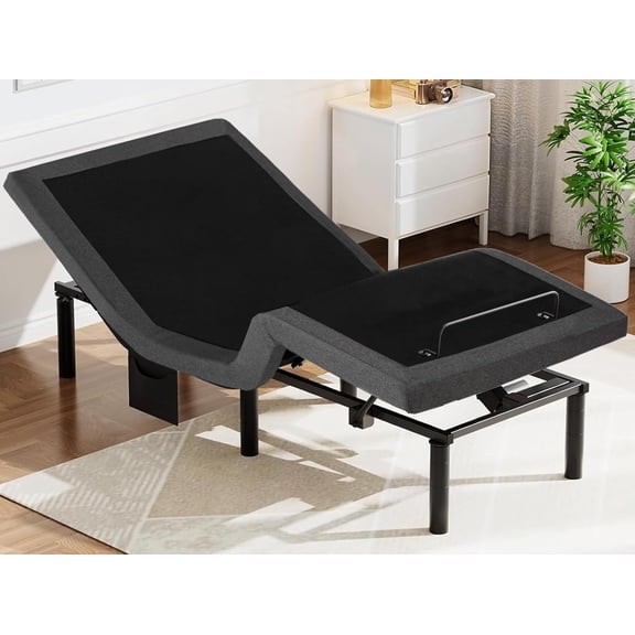 Twin XL Adjustable Bed Frame, Electric Bed Base with Head & Foot Incline, USB-A & USB-C Ports, LED Under-Bed Lighting, 4 Leg Height Options, and Easy 3-Step Assembly