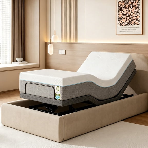 Twin XL Adjustable Bed Frame with Mattress – 12 Inch Gel Memory Foam Mattress in Box, Electric Base with LED Light, USB Ports, Wireless Remote, Zero Gravity, Anti-Snore
