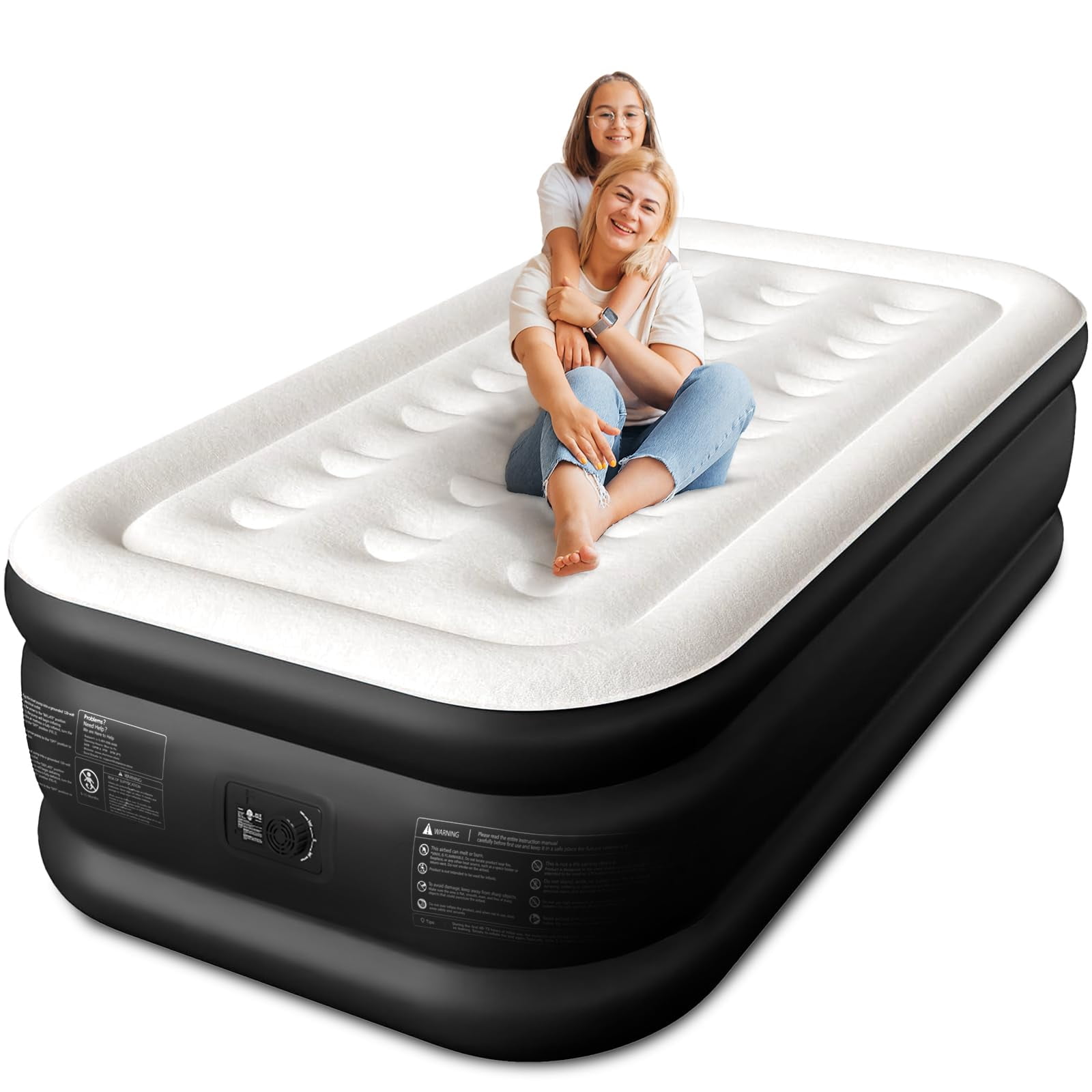 Cherimor, Twin XL Air Mattress, 18" High, Built-in Pump, Leak-Tested ...